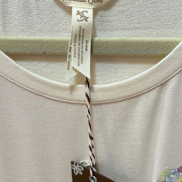 Bouquet Floral Heart-Print Tee Matilda Jane XL NWT Ruffle Sleeves Cream Color - Picture 3 of 5